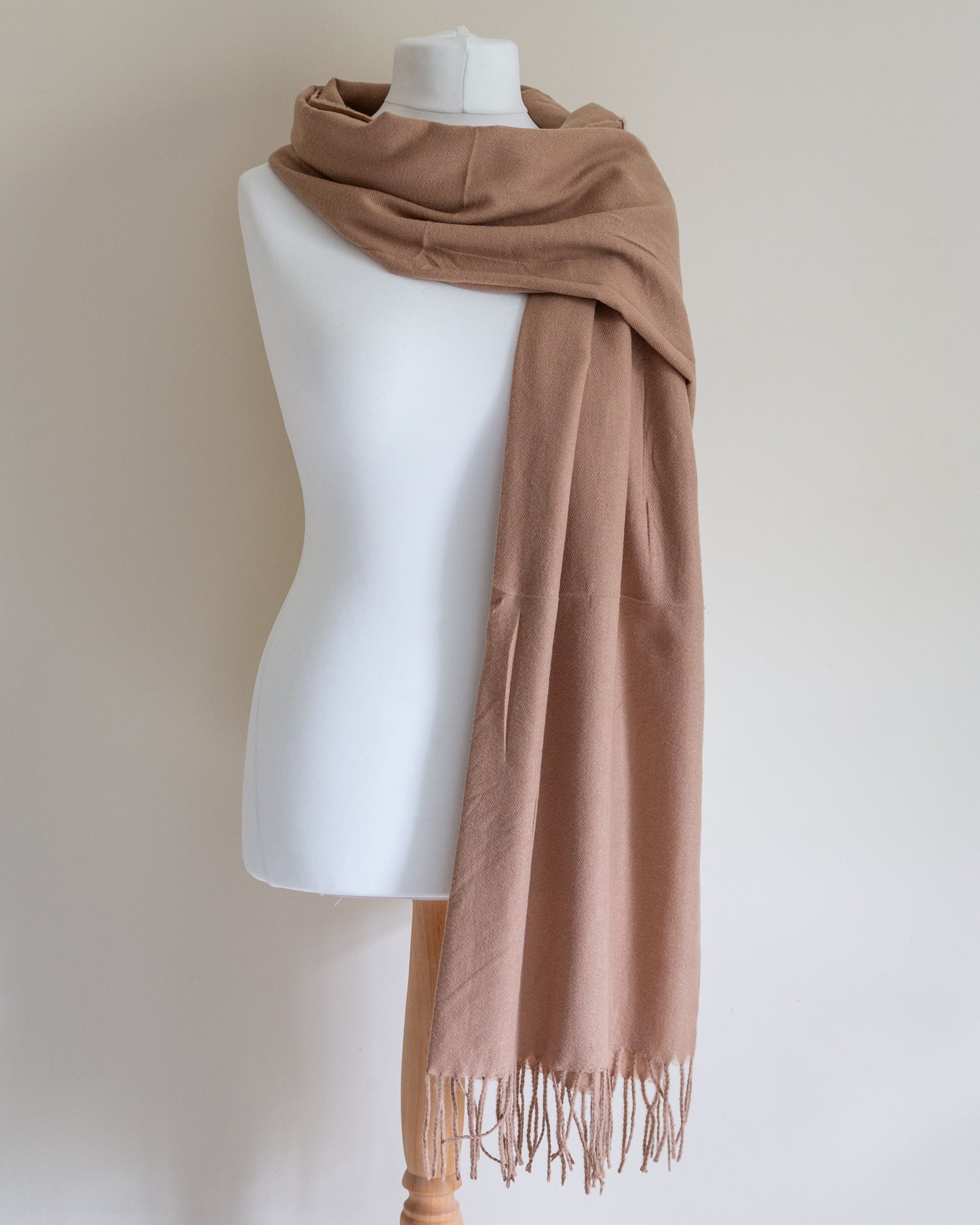 Wool blend tassel scarf