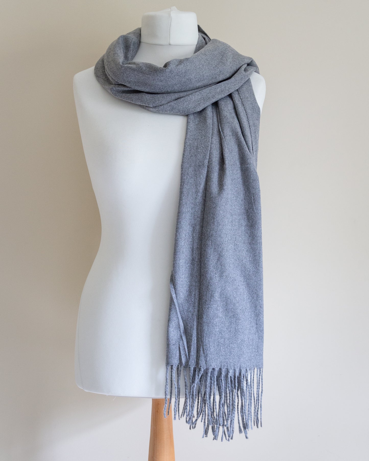 Wool blend tassel scarf