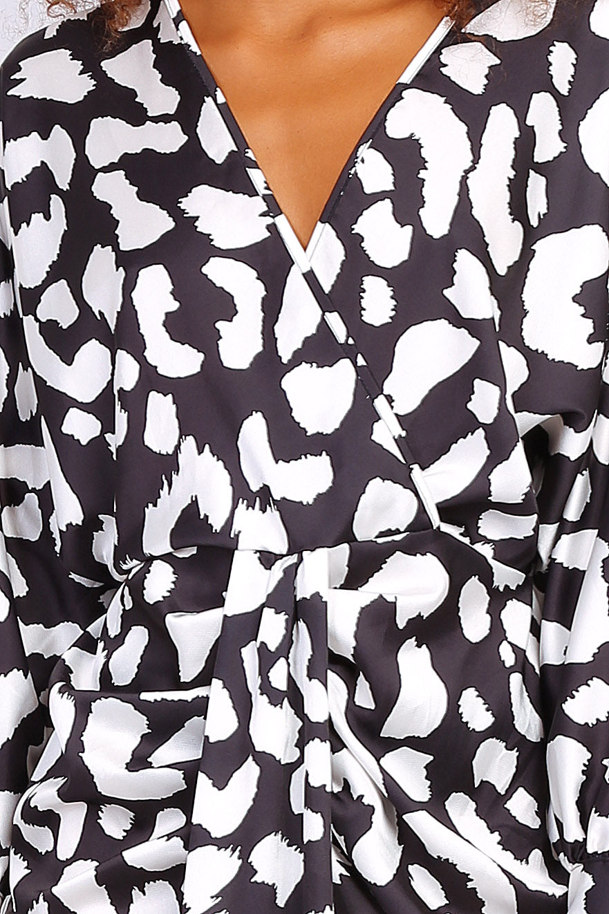 Batwing animal print dress