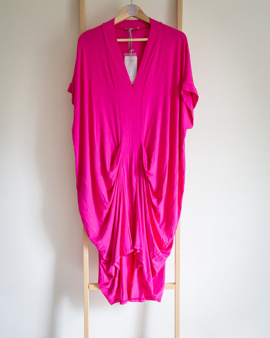 Jersey drape dress in fuschia