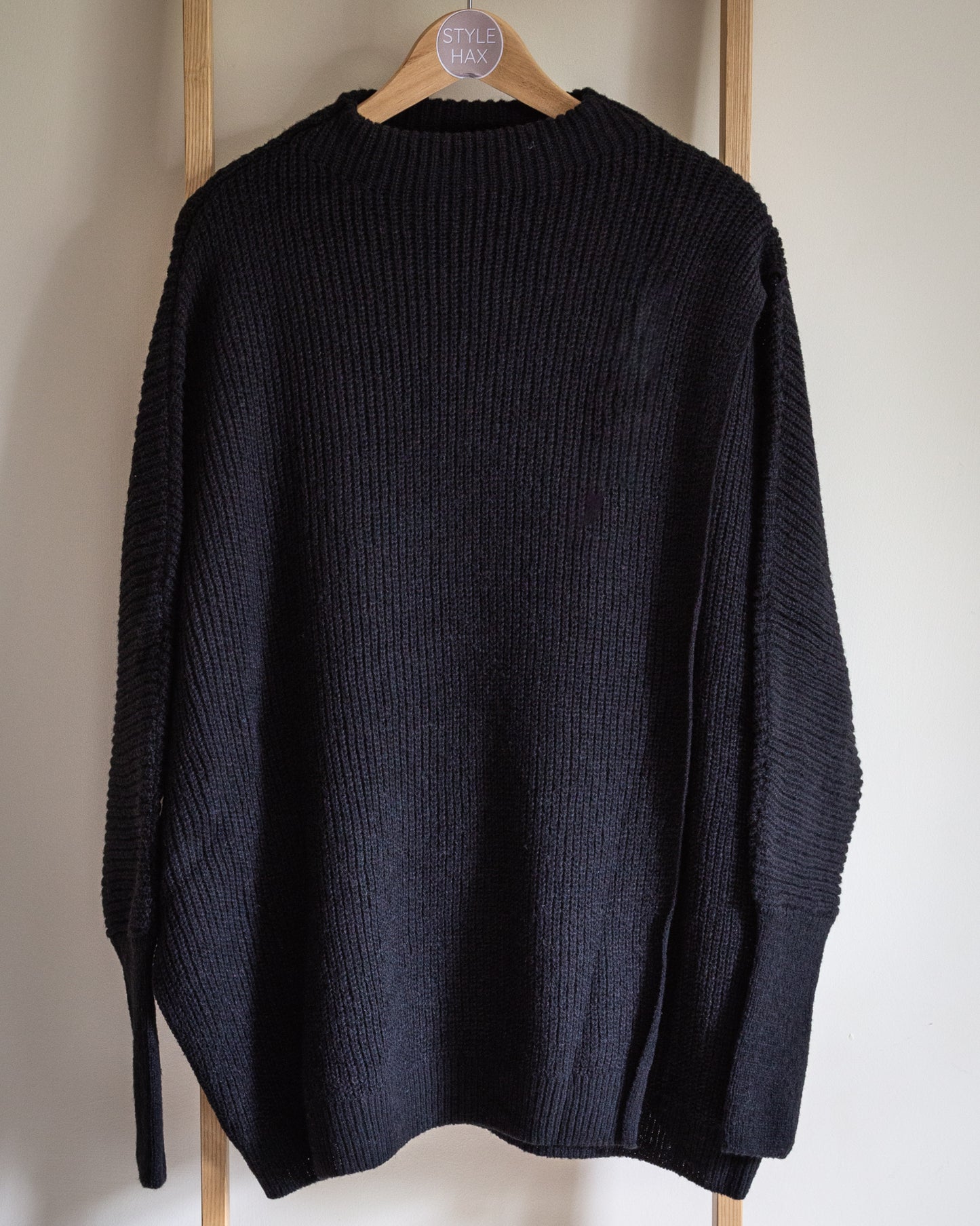 Fi funnel neck knitted split front top in black