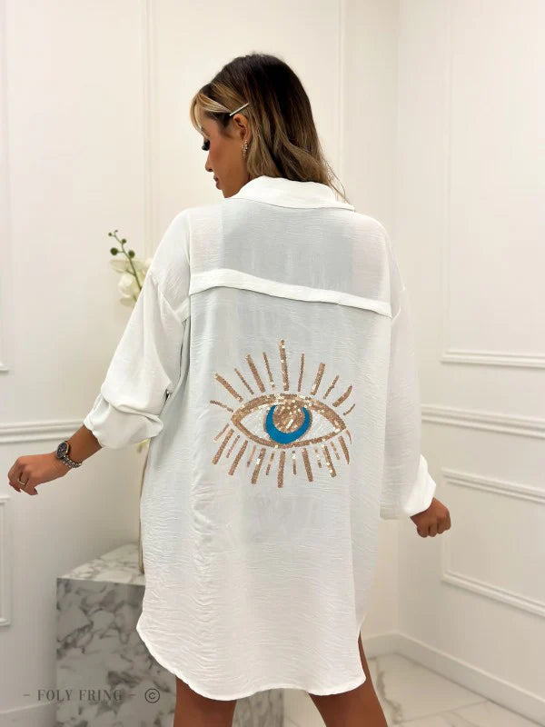 Oversized sequin eye shirt