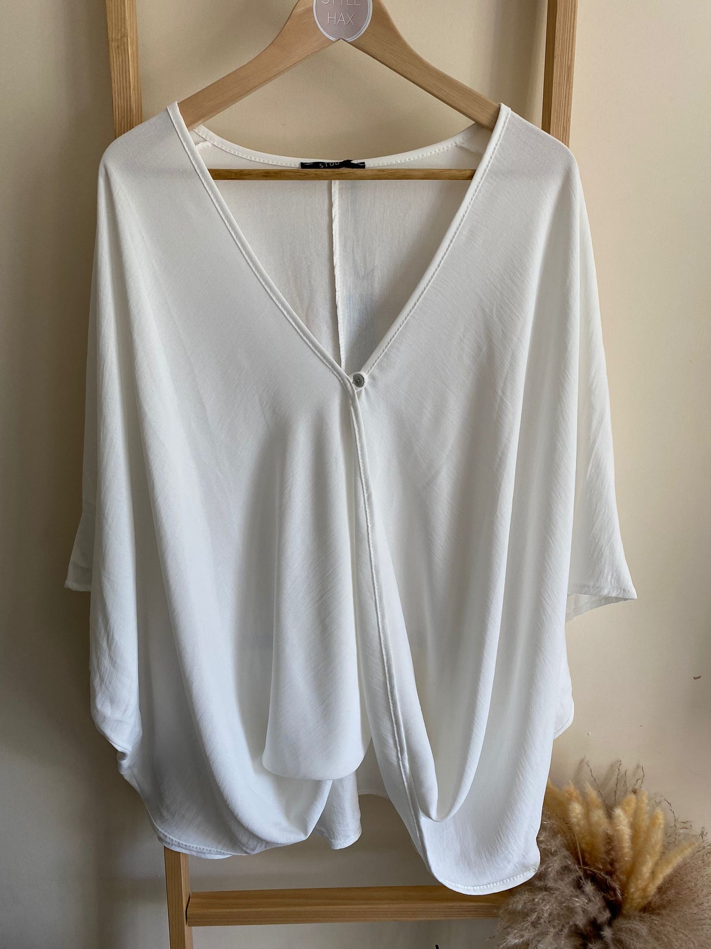 Chelsea draped crossover blouse