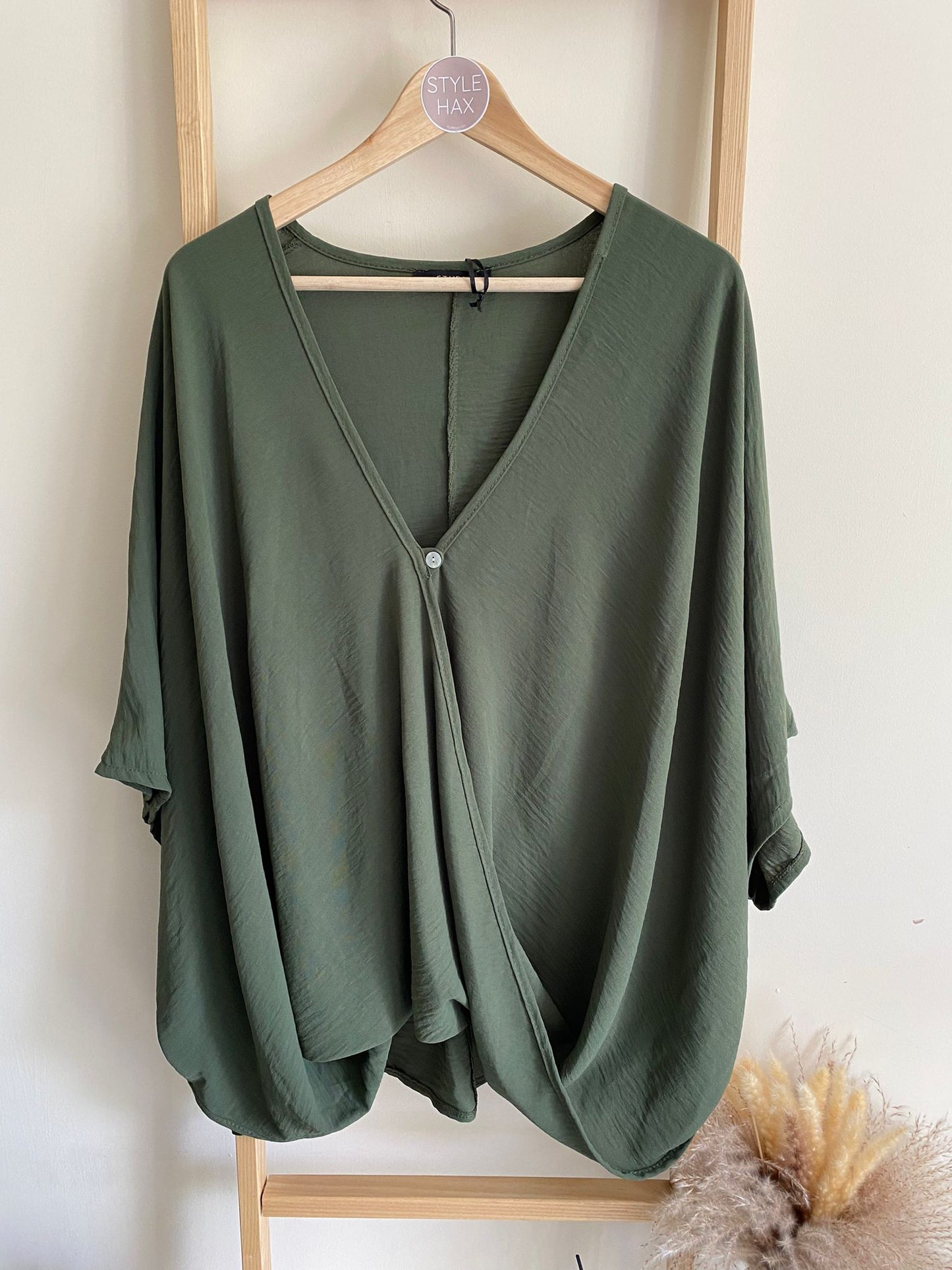 Chelsea draped crossover blouse