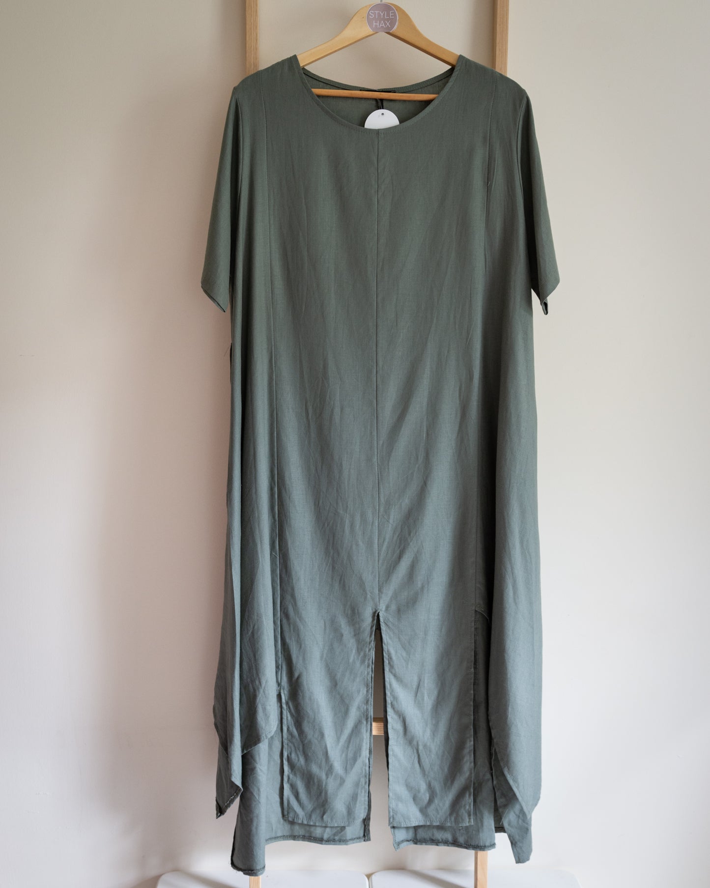 Hax Lux Linen-blend zig zag dress