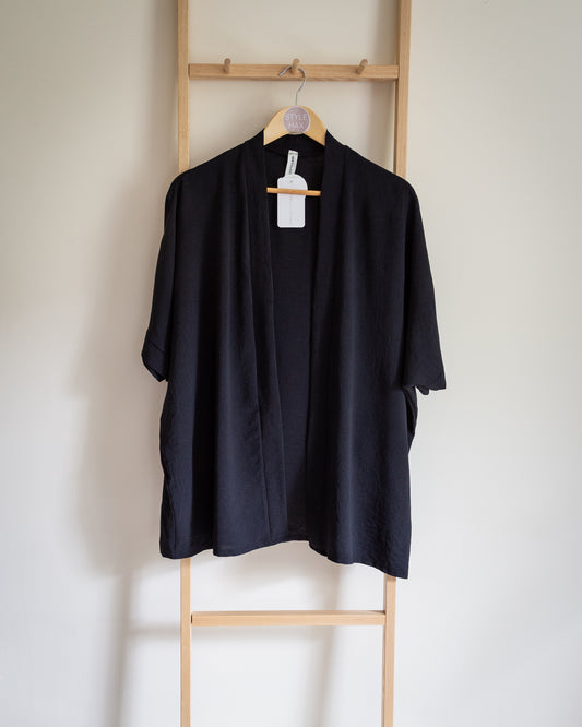 Draped cardigan in black