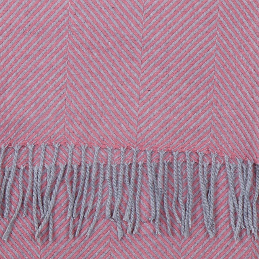 Raspberry pink and grey chevron scarf with fringe