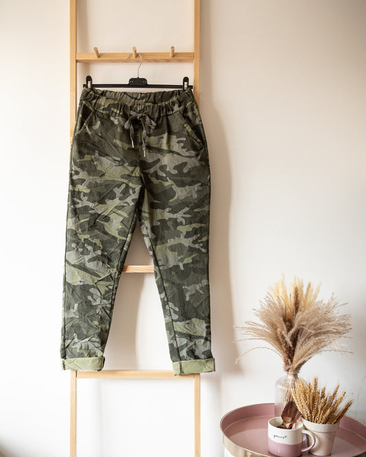 Hax Super Stretch camo print trousers in khaki