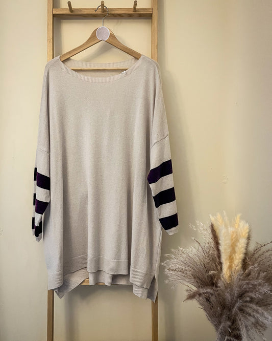 Stripe Sleeve Cashmere/Wool blend Jumper/Dress