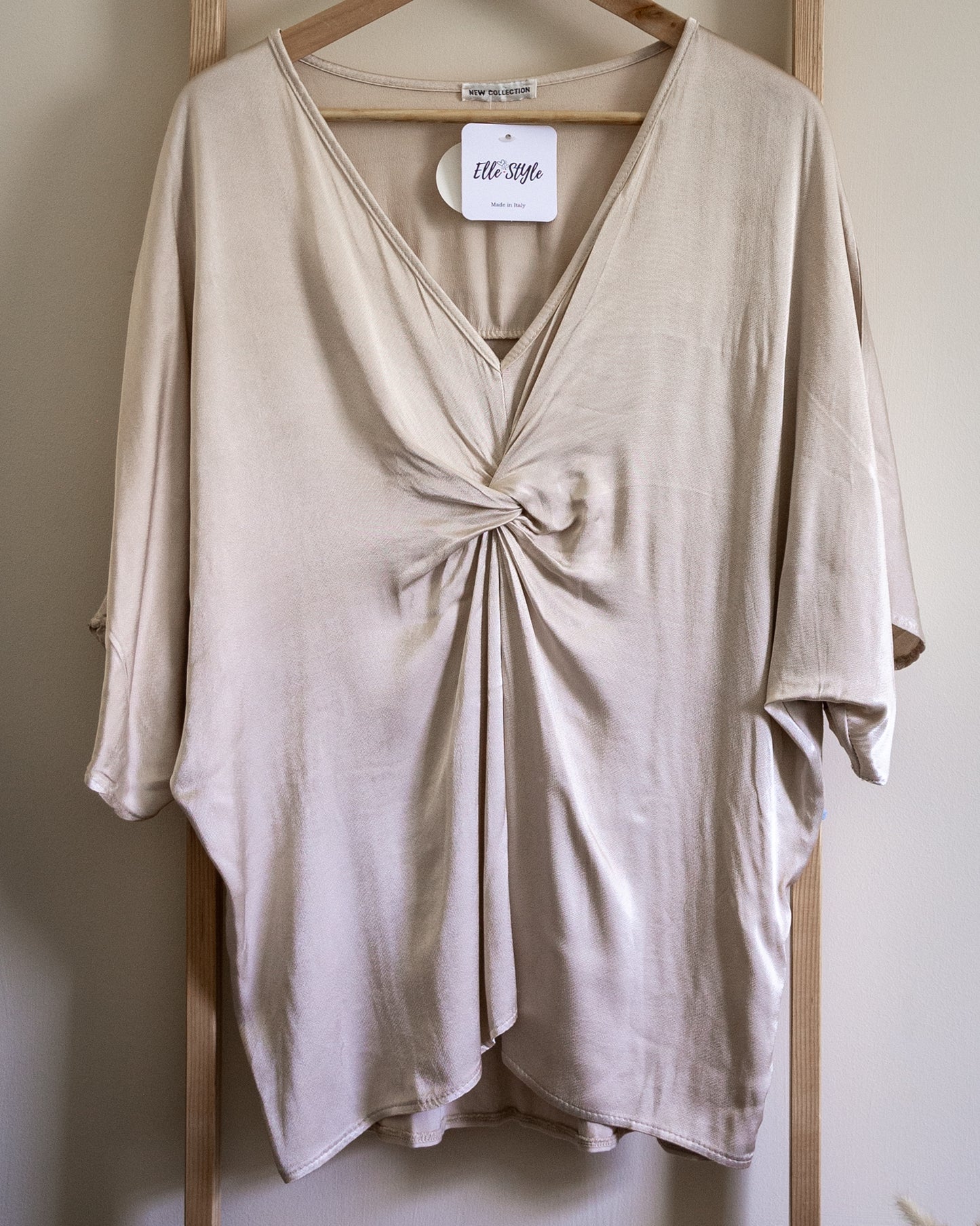 Knot front blouse in cream