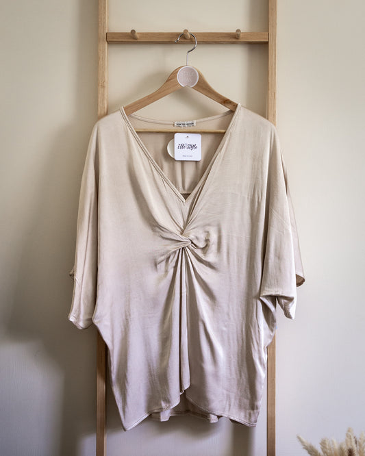 Knot front blouse in cream