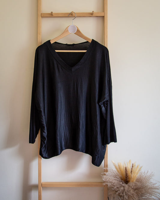 Hax Lux silk front top in black